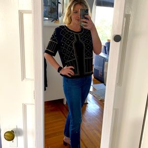 Honey punch gold detailed short sleeve shirt